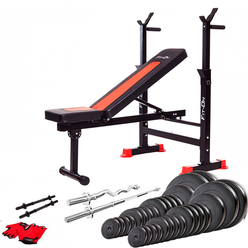 Лава тренувальна Fit-On FN-S101 + штанга та гантелі 140кг